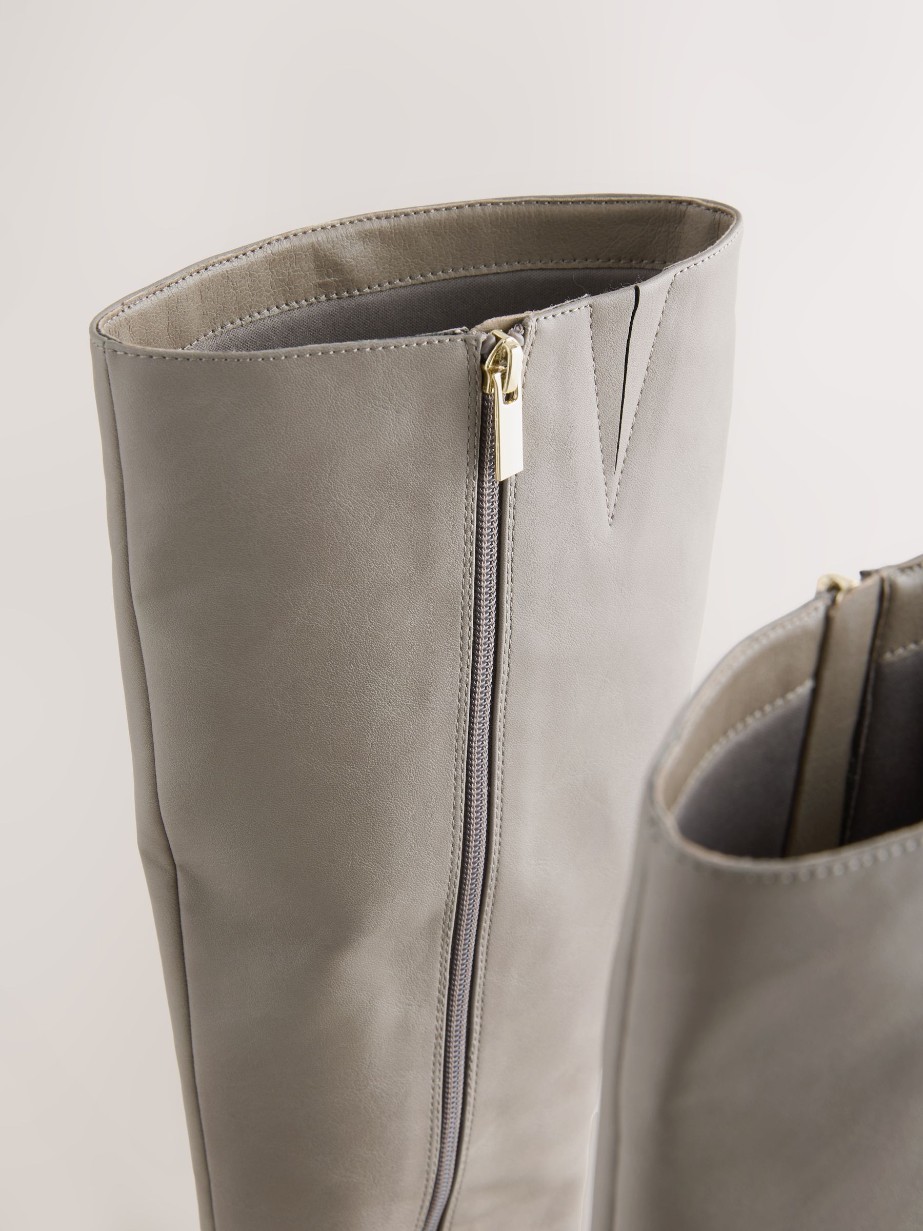 Buy Taupe Forever Comfort® Knee High Hardware Trim Heeled Boots