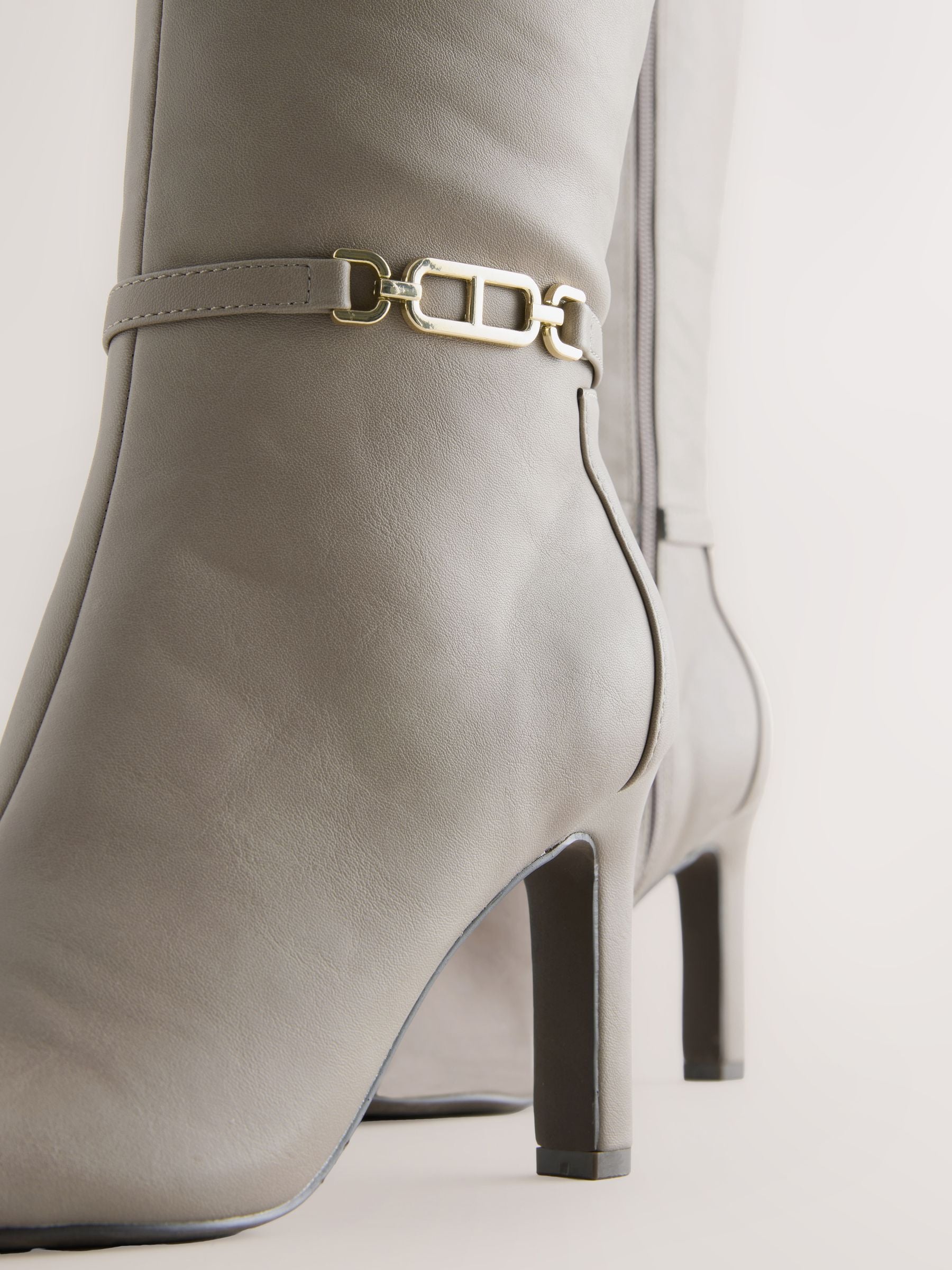 Reflect グレー オープントゥ ハイヒール Buy Taupe Forever Comfort® Knee High Hardware Trim Heeled Boots