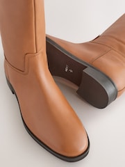 Tan Brown Leather Standard/Wide Fit Forever Comfort® Knee High Flat Rider Boots - Image 10 of 10