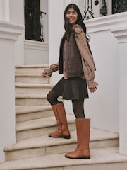 Tan Brown Leather Standard/Wide Fit Forever Comfort® Knee High Flat Rider Boots - Image 5 of 10