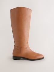 Tan Brown Leather Standard/Wide Fit Forever Comfort® Knee High Flat Rider Boots - Image 6 of 10