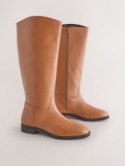 Tan Brown Leather Standard/Wide Fit Forever Comfort® Knee High Flat Rider Boots - Image 7 of 10