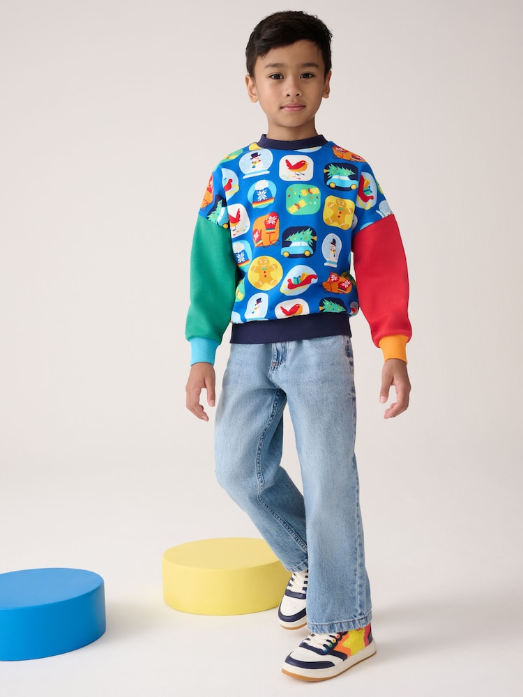 Little Bird by Jools Oliver Multi Jersey Snow Globe Printed Christmas Sweatshirt - Image 1 of 11 Little Bird by Jools Oliver Multi Jersey Snow Globe Printed Christmas Sweatshirt - Image 1 of 11