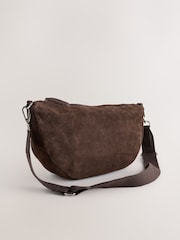 Schokoladenbraun/Veloursleder - Umhänge Tasche aus Leder - Bild 1 von 1