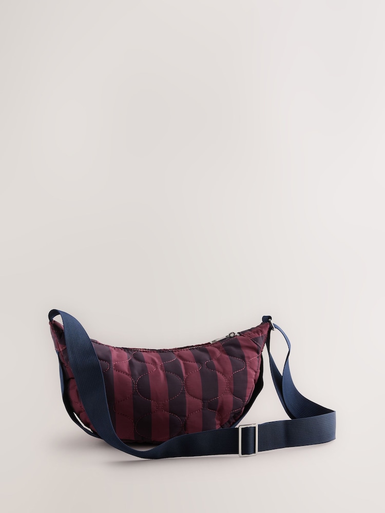 self. Navy/Burgundy Stripe Quilted Sling Bag - Image 2 of 9