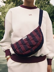 self. Navy/Burgundy Stripe Quilted Sling Bag - Image 6 of 9