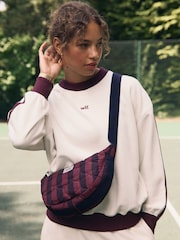 self. Navy/Burgundy Stripe Quilted Sling Bag - Image 7 of 9