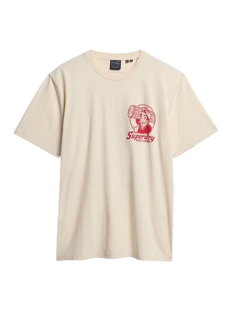 Superdry Cream 100% Cotton Trade Tools Loose T-Shirt - Image 4 of 5