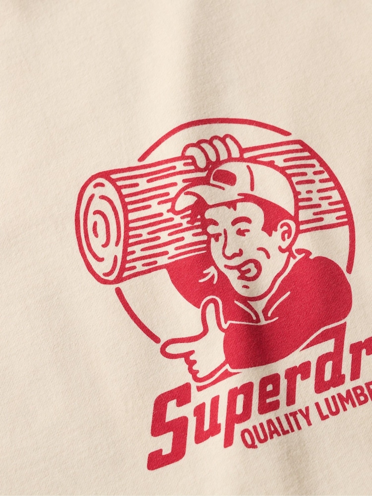 Superdry Cream 100% Cotton Trade Tools Loose T-Shirt - Image 5 of 5
