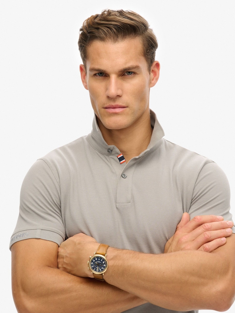 Superdry Grey City Pique Polo Shirt - Image 3 of 6