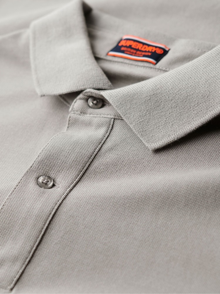 Superdry Grey City Pique Polo Shirt - Image 6 of 6