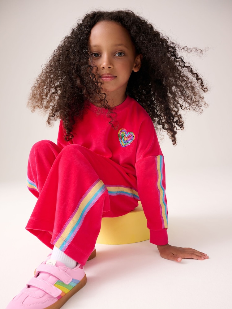 Little Bird by Jools Oliver Pink 2 Piece Velour Glitter Tracksuits - Image 2 of 5 Little Bird by Jools Oliver Pink 2 Piece Velour Glitter Tracksuits - Image 2 of 5