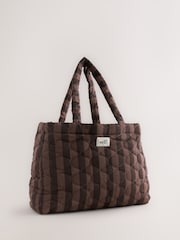 Mauve Stripe Quilted Nylon Shoulder Bag - Image 1 of 5