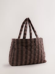 Mauve Stripe Quilted Nylon Shoulder Bag - Image 2 of 5