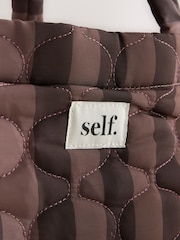 Mauve Stripe Quilted Nylon Shoulder Bag - Image 3 of 5
