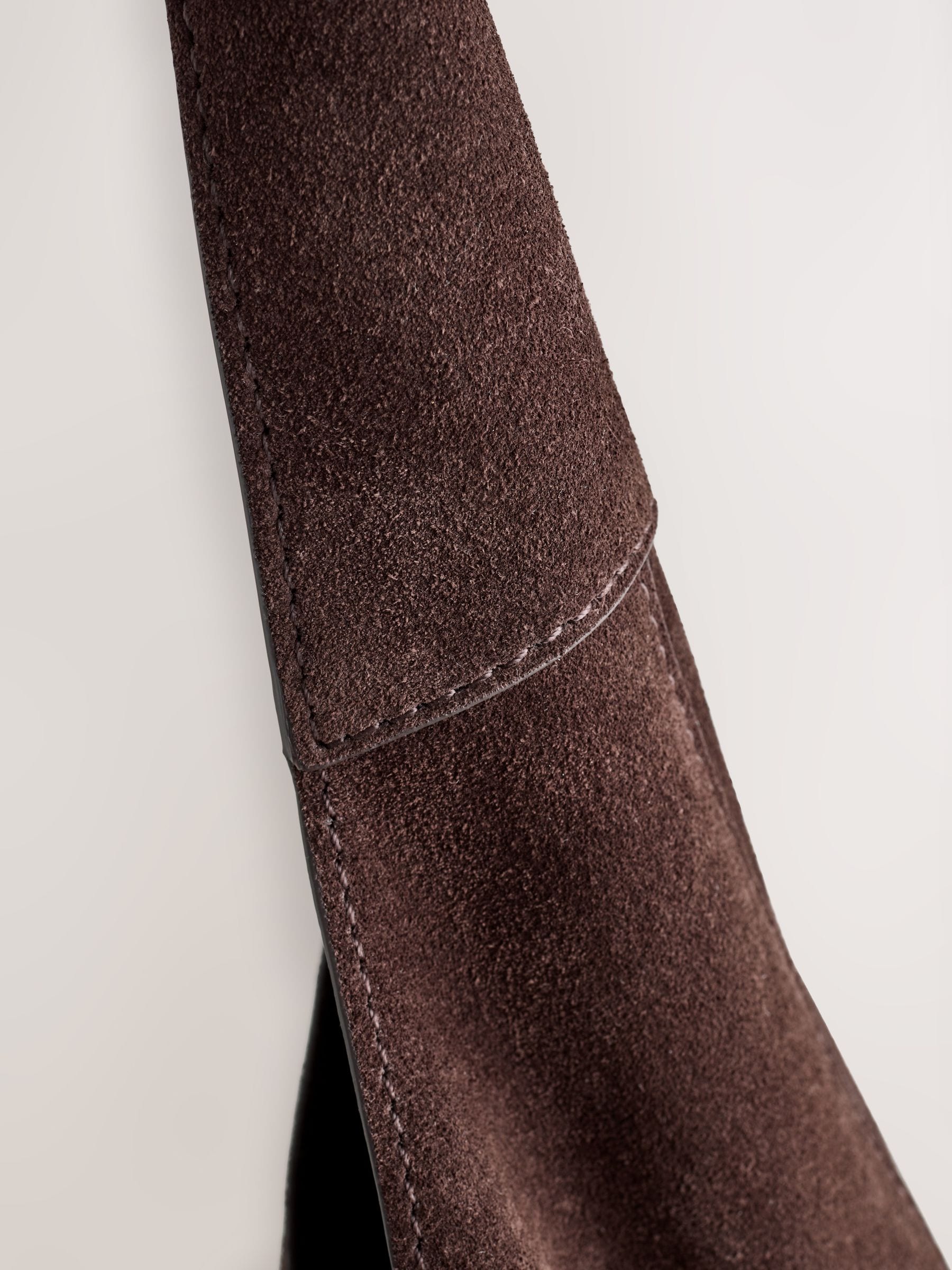 Buy Chocolate Brown Suede Leather Slouchy Shoulder Bag from Next