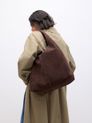 Chocolate Brown Suede Shoulder Bag - Image 2 of 5