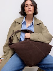 Chocolate Brown Suede Shoulder Bag - Image 3 of 5
