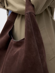 Chocolate Brown Suede Shoulder Bag - Image 4 of 5