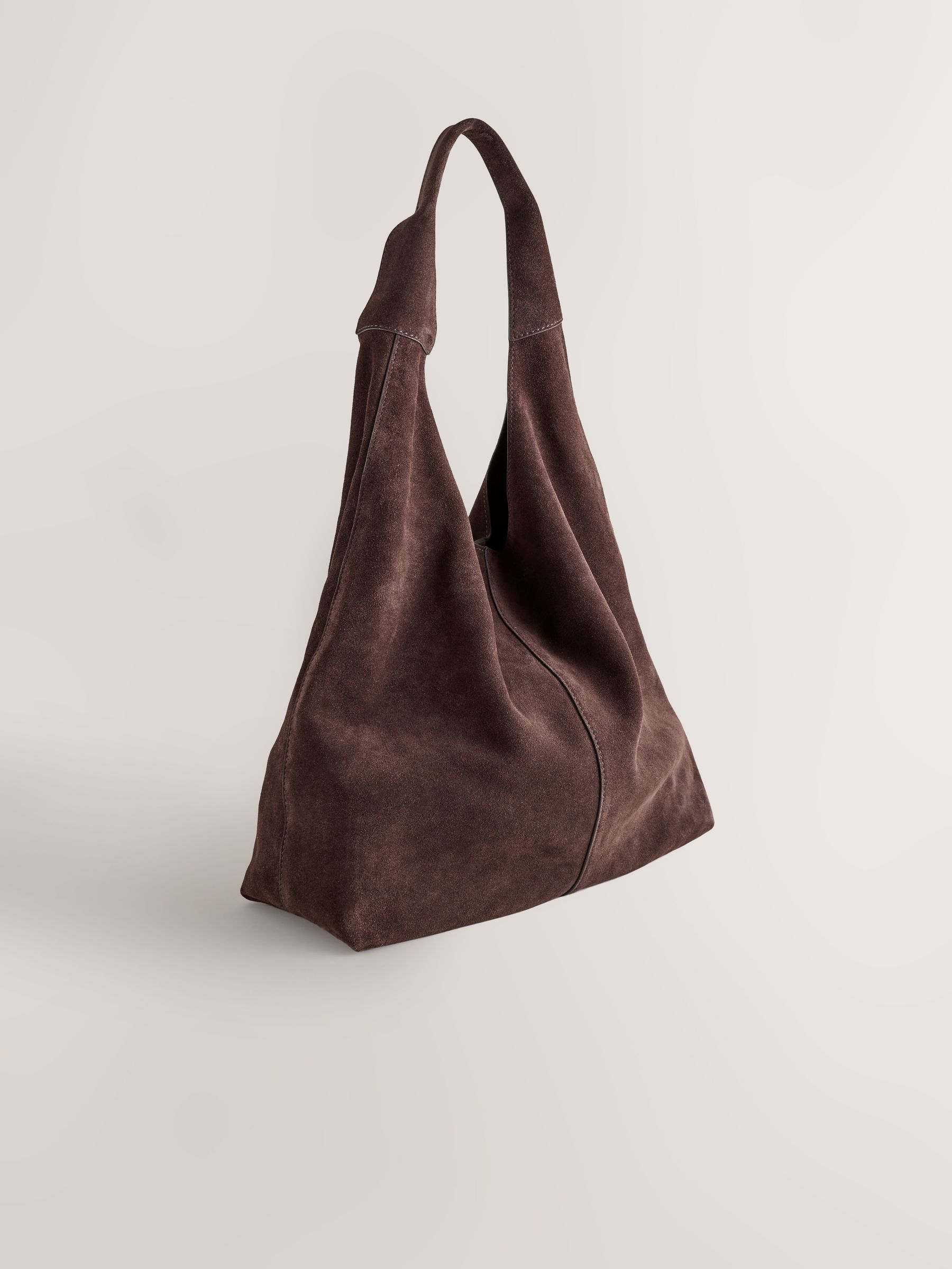 Buy Chocolate Brown Suede Leather Slouchy Shoulder Bag from Next USA