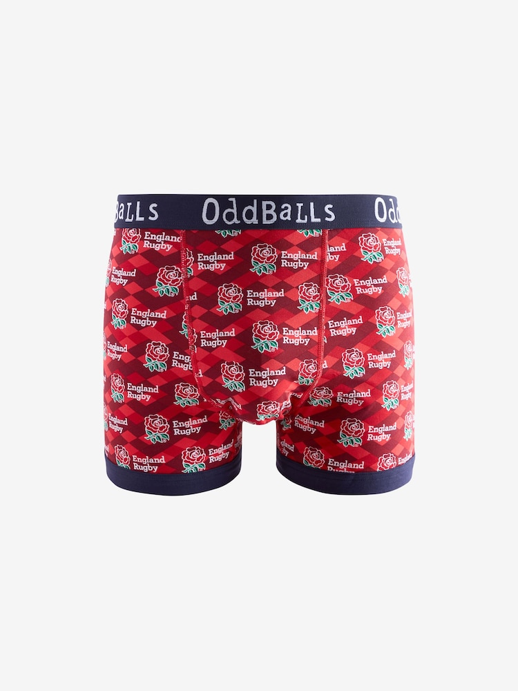 OddBalls Red Mens England Rugby Union 24/25 Boxers Shorts - Image 1 of 1