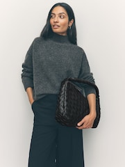 Black Weave Shoulder Bag - Image 1 of 5