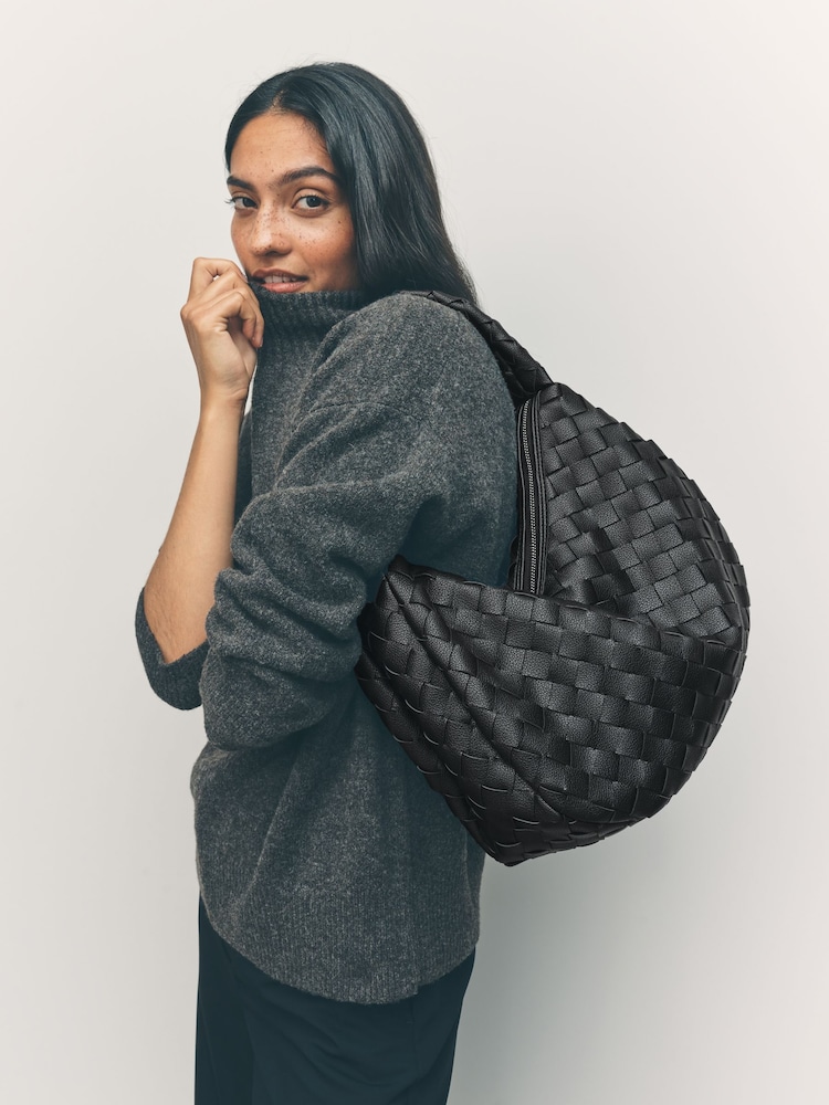 Black Weave Shoulder Bag - Image 2 of 5