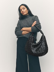 Black Weave Shoulder Bag - Image 4 of 5