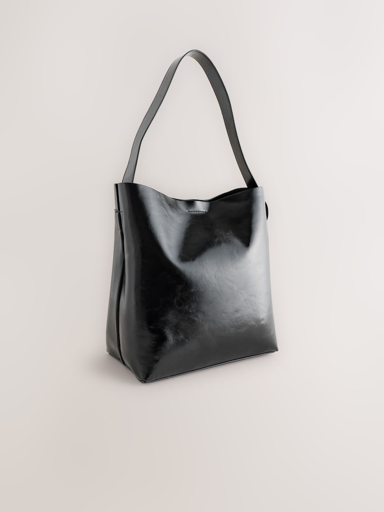 Black Bucket Shoulder Bag - Image 2 of 4