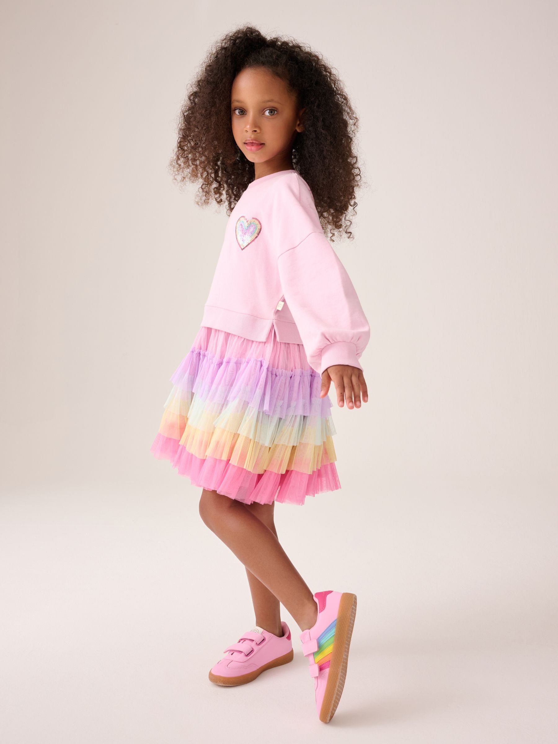 Buy Little Bird by Jools Oliver Pink Sweat And Rainbow Tutu Dress