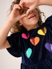 Little Bird by Jools Oliver Velvet Sequin Heart Angel Sleeve Skater Dress - Bild 4 von 5