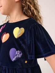 Little Bird by Jools Oliver Velvet Sequin Heart Angel Sleeve Skater Dress - Bild 5 von 5