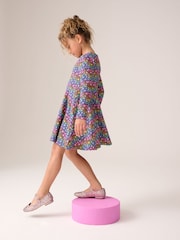 Little Bird by Jools Oliver Navy Rainbow Long Sleeve Skater Dress - Image 2 of 10