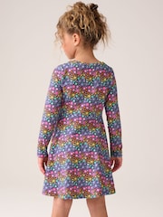 Little Bird by Jools Oliver Navy Rainbow Long Sleeve Skater Dress - Image 3 of 10