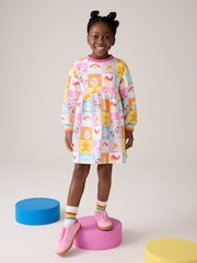 Little Bird by Jools Oliver Pastel Rainbow Star Skater Confetti Star Sweat Dress - Image 1 of 10