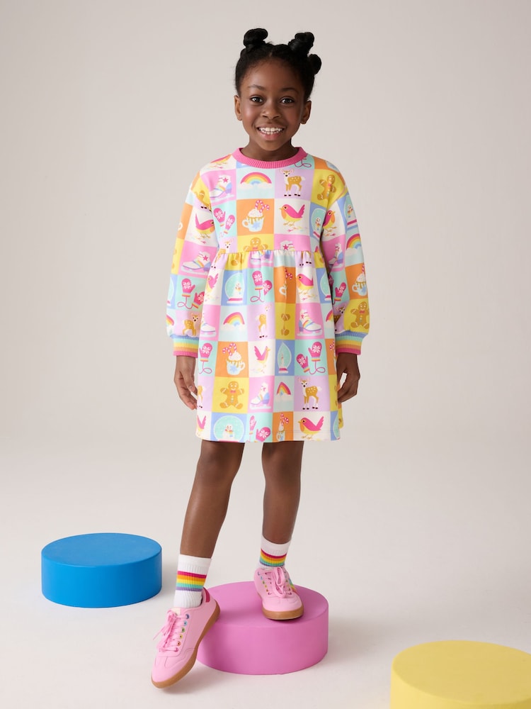Little Bird by Jools Oliver Pastel Rainbow Star Skater Confetti Star Sweat Dress - Image 1 of 10 Little Bird by Jools Oliver Pastel Rainbow Star Skater Confetti Star Sweat Dress - Image 1 of 10