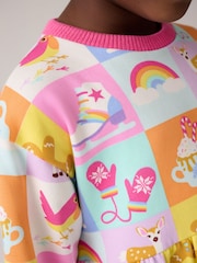 Little Bird by Jools Oliver Pastel Rainbow Star Skater Confetti Star Sweat Dress - Image 5 of 10
