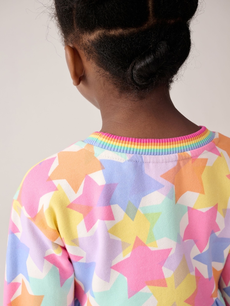 Little Bird by Jools Oliver Pastel Rainbow Star Skater Confetti Star Sweat Dress - Image 5 of 5 Little Bird by Jools Oliver Pastel Rainbow Star Skater Confetti Star Sweat Dress - Image 5 of 5