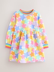 Little Bird by Jools Oliver Pastel Rainbow Star Skater Confetti Star Sweat Dress - Image 6 of 10