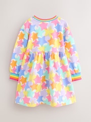 Little Bird by Jools Oliver Pastel Rainbow Star Skater Confetti Star Sweat Dress - Image 7 of 10