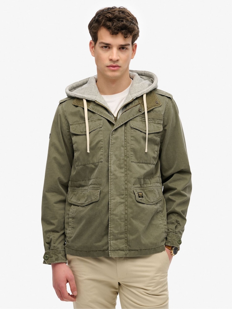 Superdry Green Hooded Rookie Field Jacket - Image 1 of 7