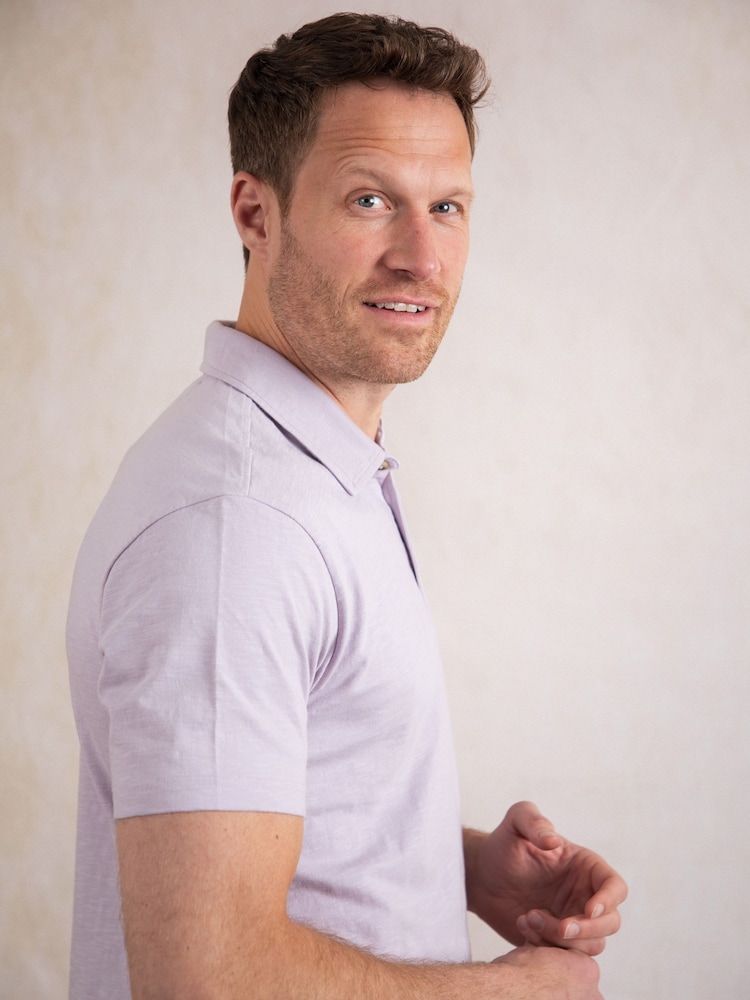 Пурпурный - Lakeland Clothing Purple Newlands Pocket Polo Shirt - Image 2 of 8
