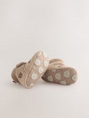 Neutral Brown Bear Print Baby Touch Fastening Slipper Boots (0-2mths) - Image 4 of 5