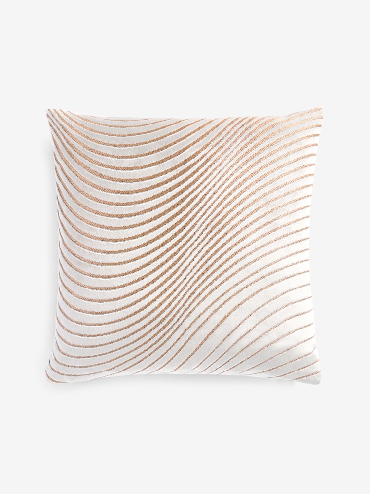 Champagne Gold 43 x 43cm Velvet Curve Cushion - Image 1 of 3