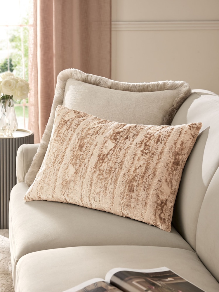 Mid Natural 40 x 59cm Fem Chic Velvet Abstract Cushion - Image 1 of 5