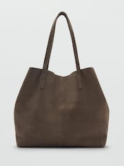 Mango Khaki Green Suede Shopper Bag - Image 2 of 3