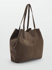 Mango Khaki Green Suede Shopper Bag - Image 3 of 3