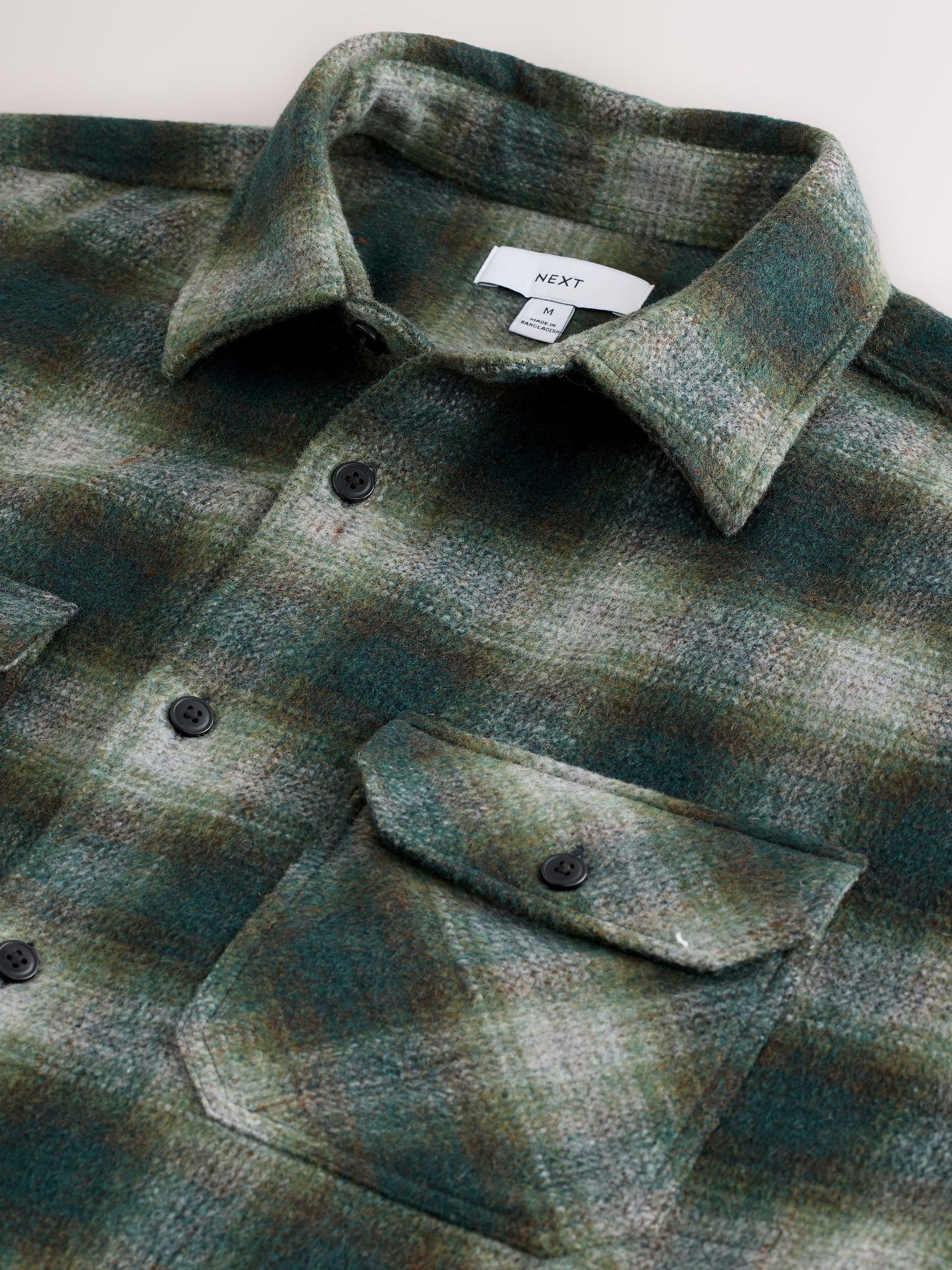 Buy Green Twin Pocket Long Sleeve Check Overshirt from the Next UK