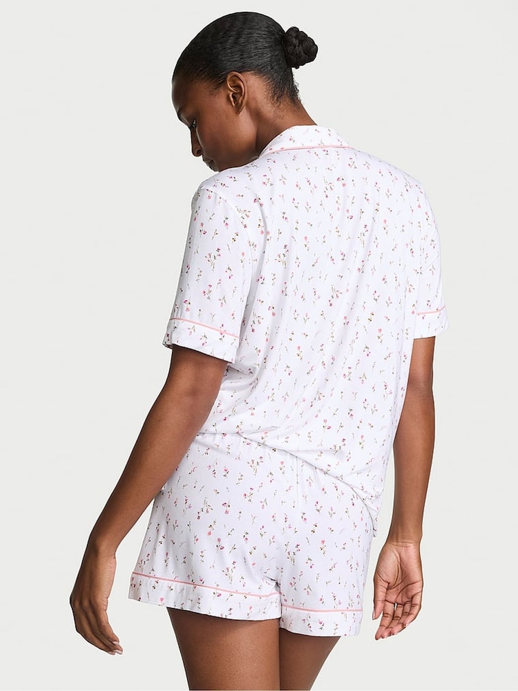 Victoria's Secret White & Pink Ditsy Floral Modal Short Pyjama Set - Image 2 of 3