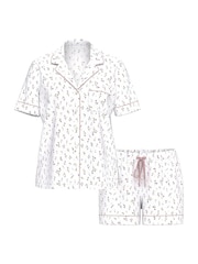 Victoria's Secret White & Pink Ditsy Floral Modal Short Pyjama Set - Image 3 of 3